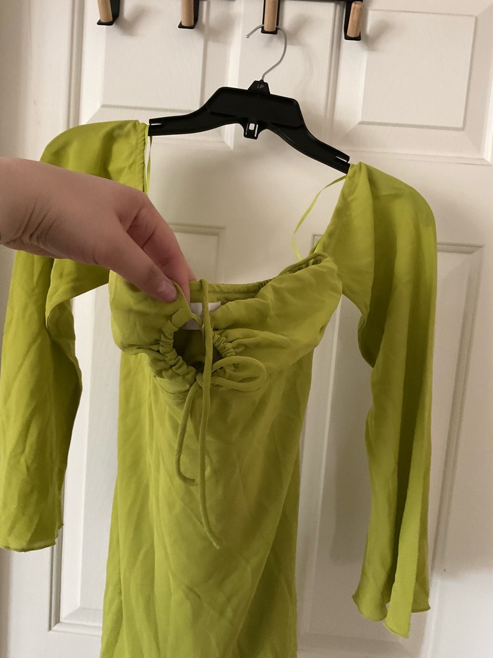 Miss Lola Lime Green Off-Shoulder Mini Dress - Picture 7 of 8